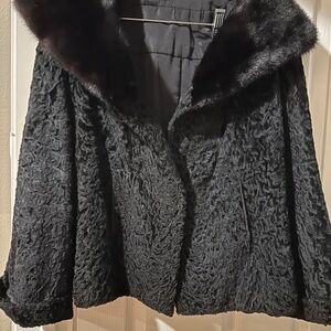 Black Persian Lamb Jacket with Mink Color